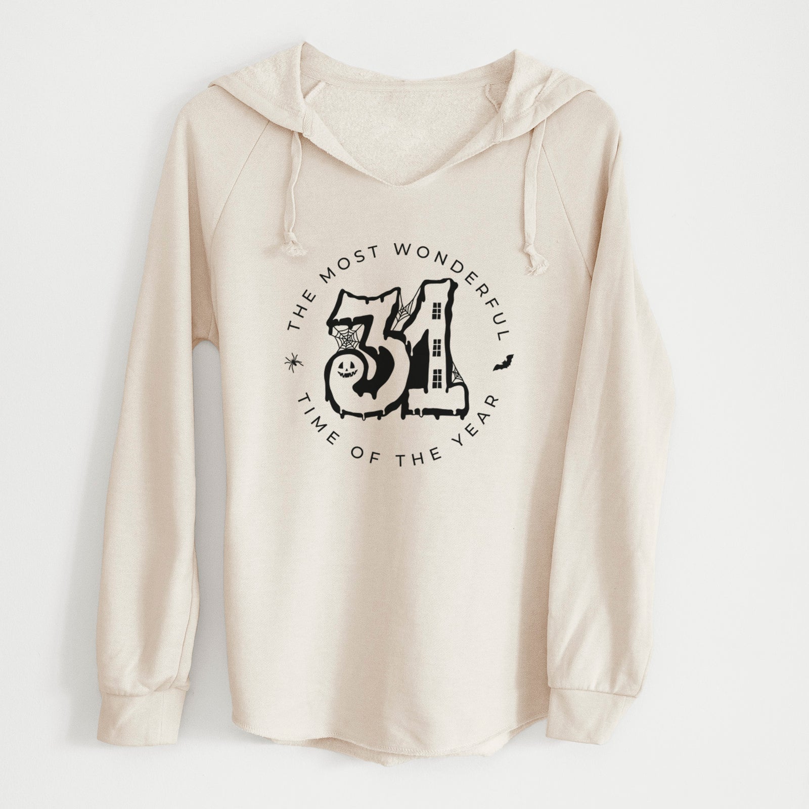 '- The Most Wonderful Time of The Year' design on a Bone Cali Wave Hooded Sweatshirt