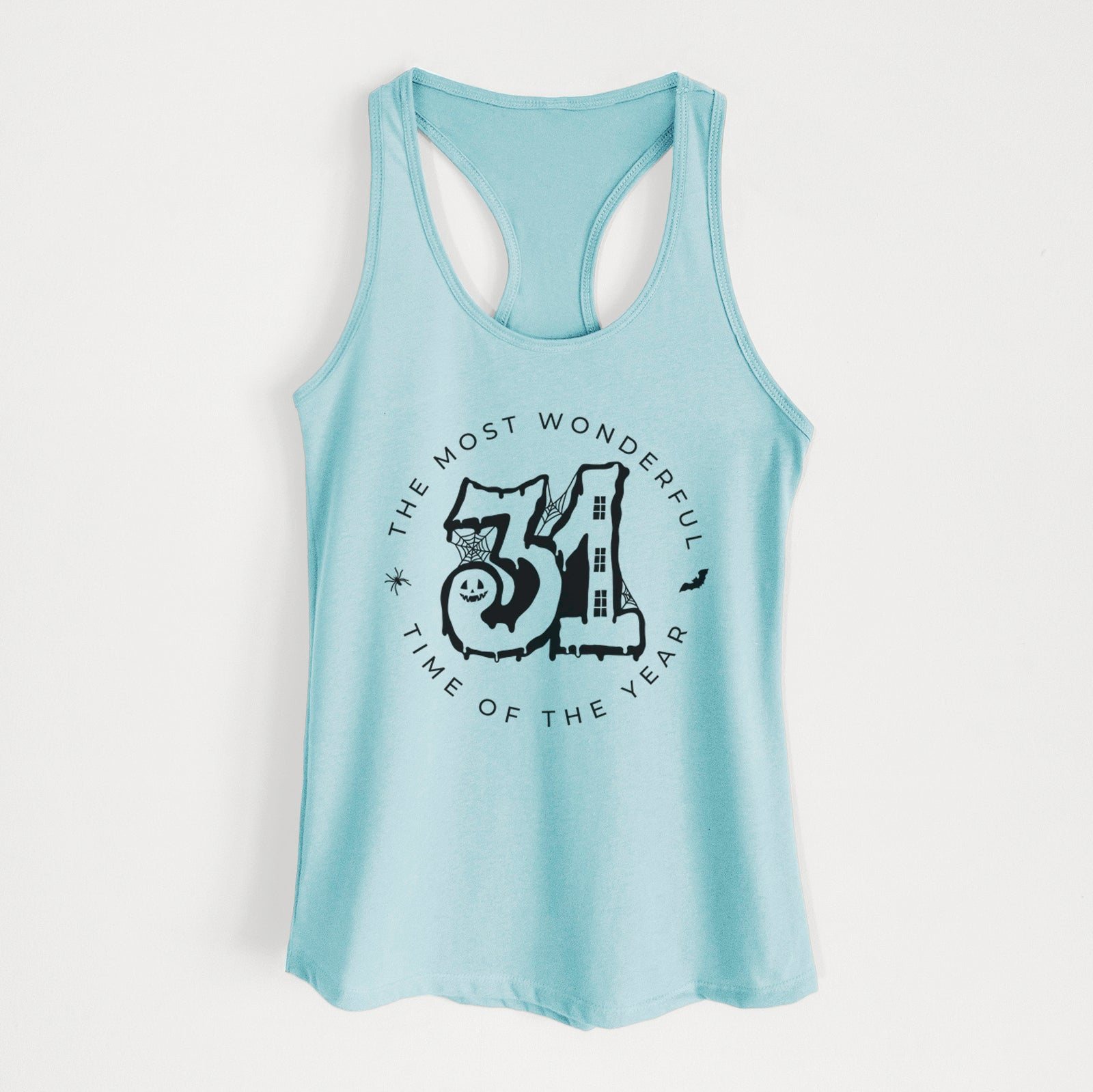 '- The Most Wonderful Time of The Year' design on a Cancun Blue Women's racerback tanktop