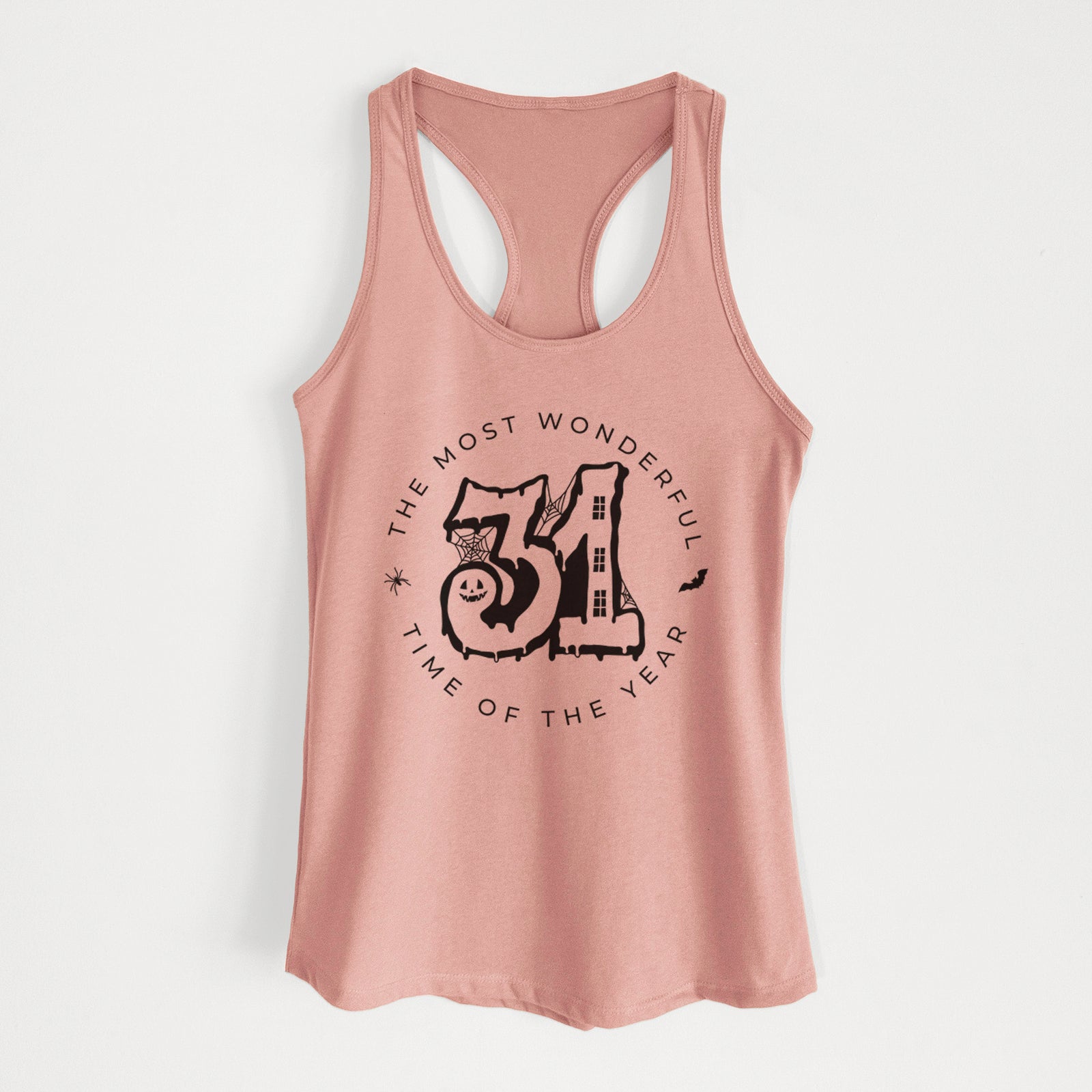'- The Most Wonderful Time of The Year' design on a Desert Pink Women's racerback tanktop