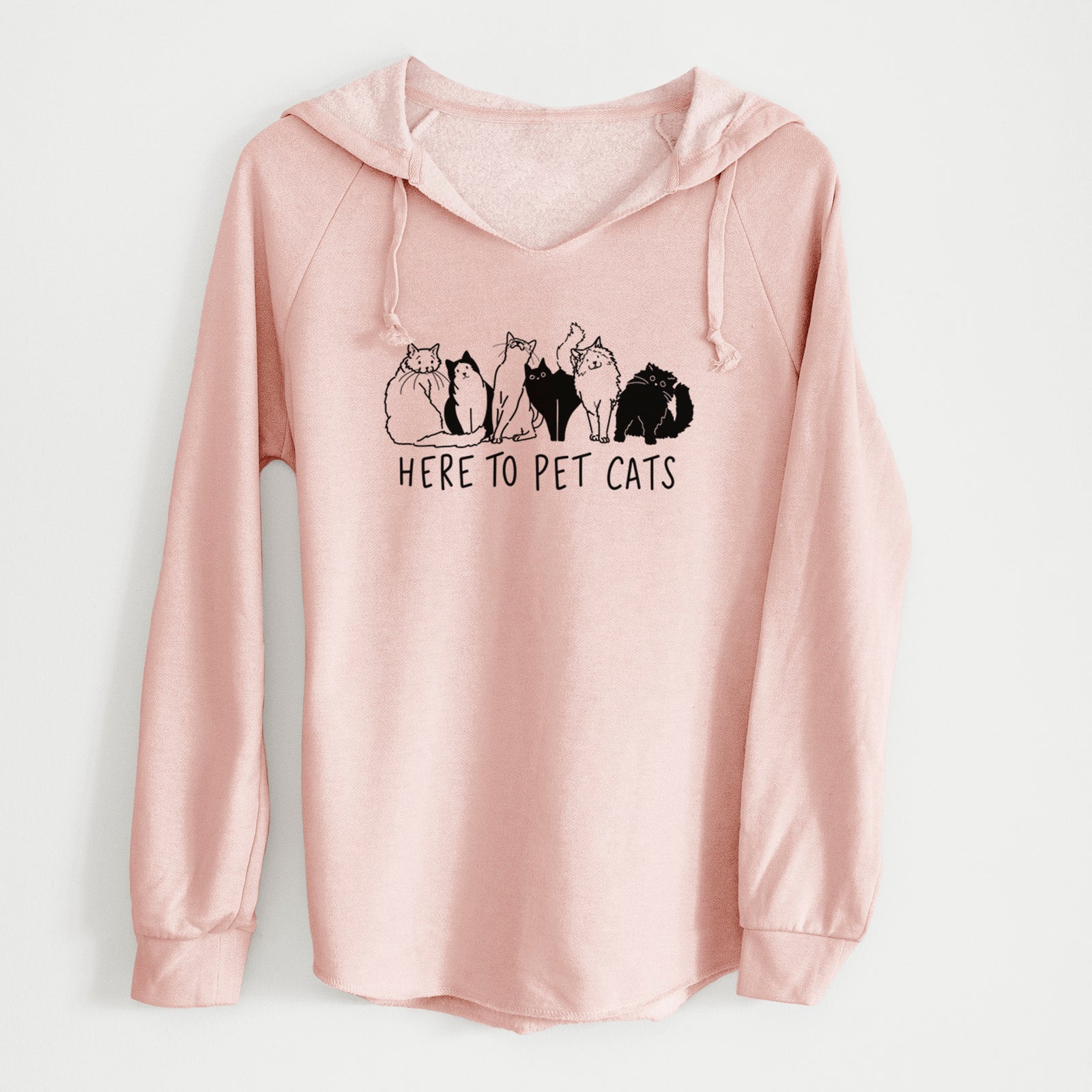 'Here to Pet Cats' design on a Blush Cali Wave Hooded Sweatshirt