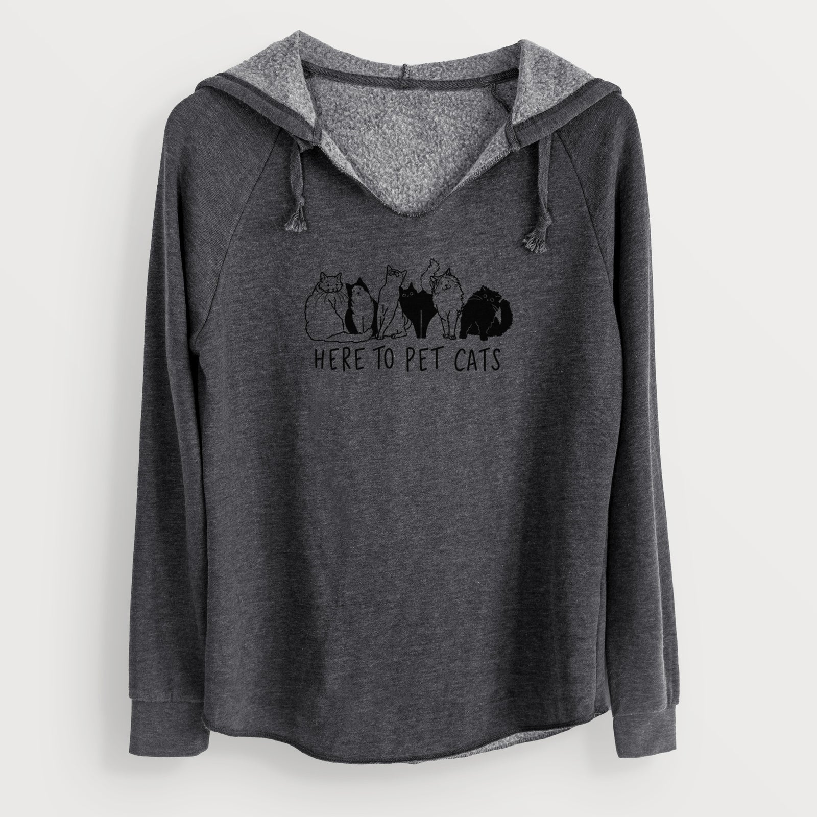 'Here to Pet Cats' design on a Charcoal Cali Wave Hooded Sweatshirt