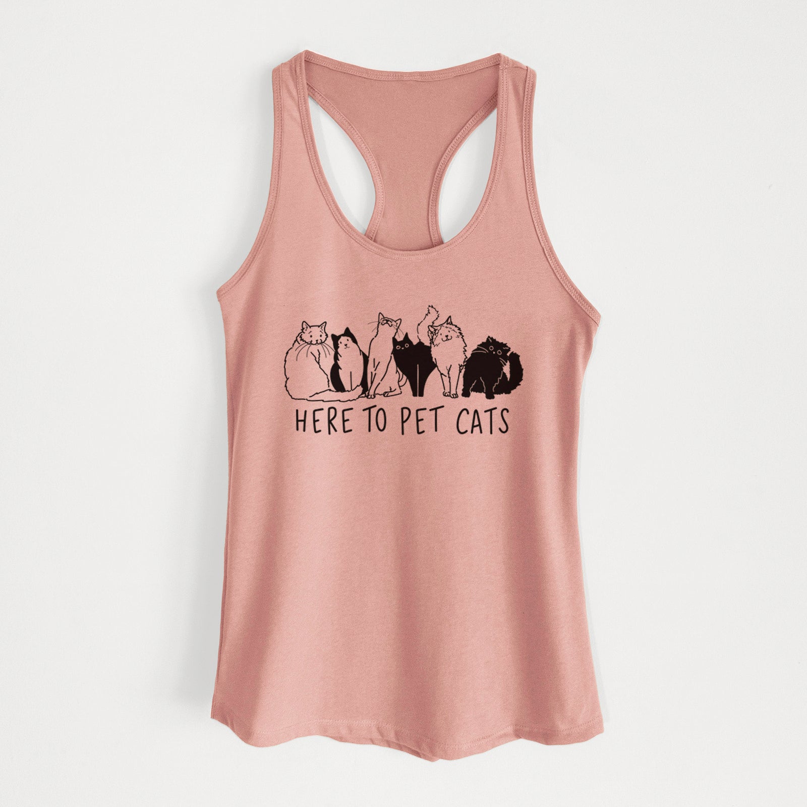 'Here to Pet Cats' design on a Desert Pink Women's racerback tanktop