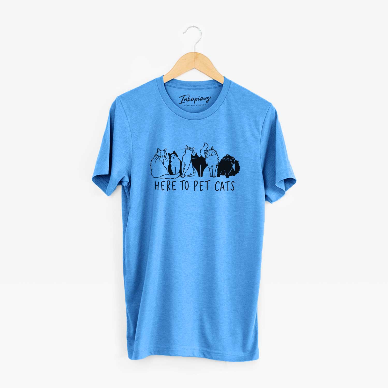 'Here to Pet Cats' design on a Blue Unisex crewneck