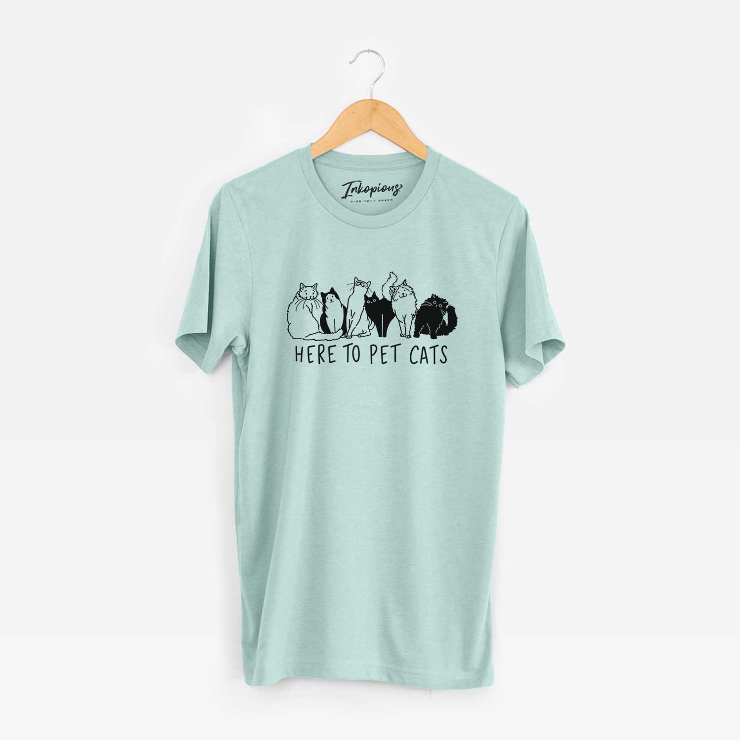 'Here to Pet Cats' design on a Heather Sage Unisex crewneck