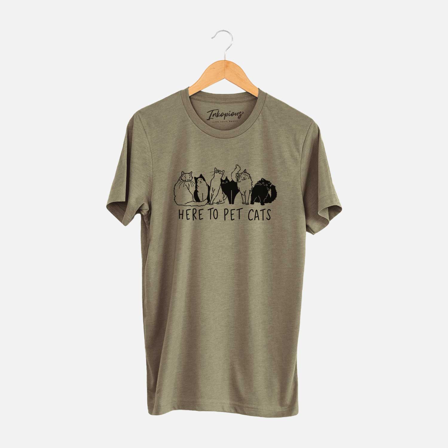 'Here to Pet Cats' design on an Olive Unisex crewneck