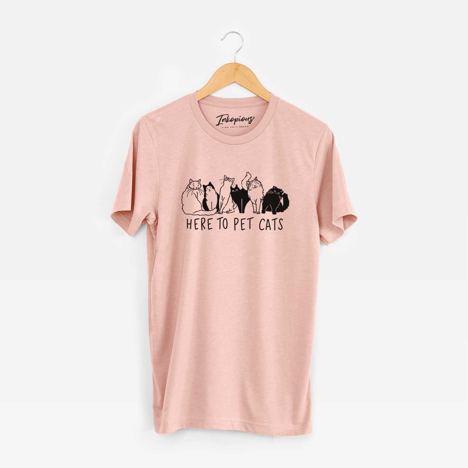 'Here to Pet Cats' design on a Peach Unisex crewneck