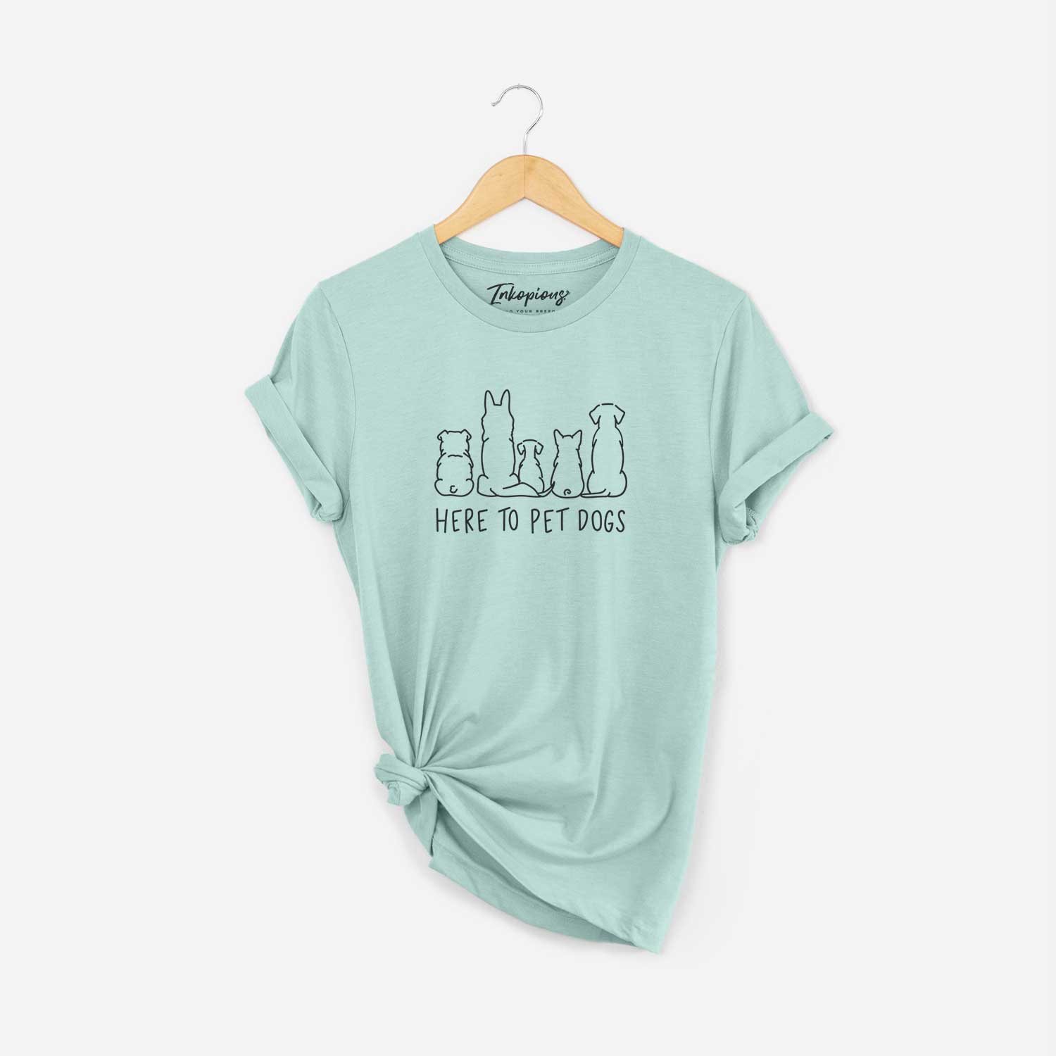 'Here To Pet Dogs' design on a Heather Sage Unisex crewneck