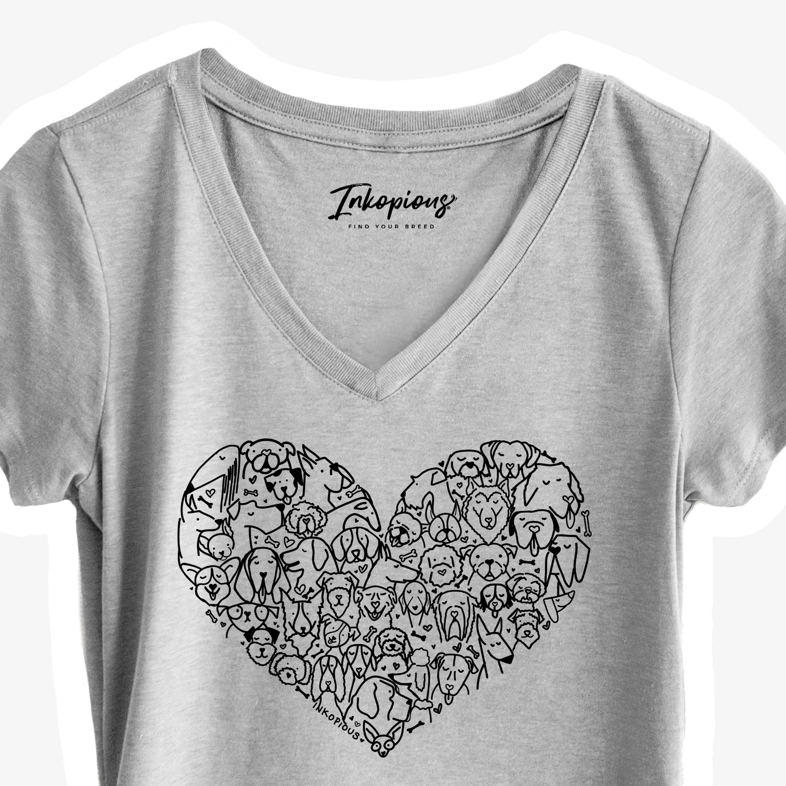'CLEARANCE – Heart Full of Dogs' design on a Women's v-neck shirt