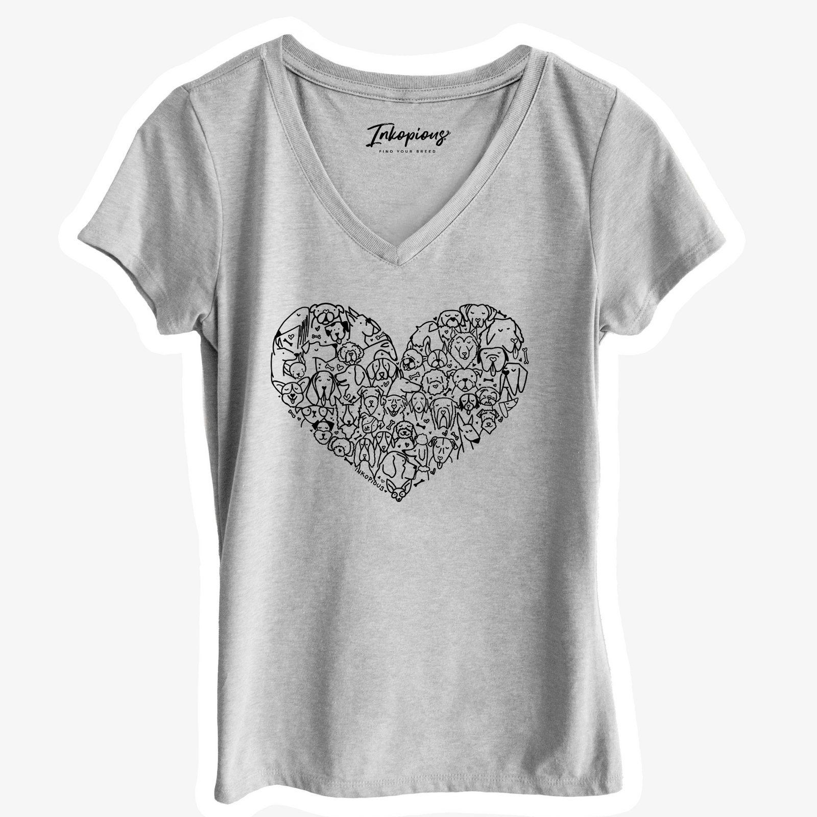 'CLEARANCE – Heart Full of Dogs' design on an Easily Women's v-neck shirt