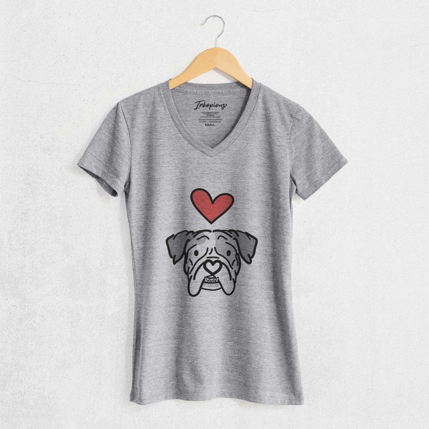 Love Always English Bulldog - Bailey - Women's V-neck Shirt