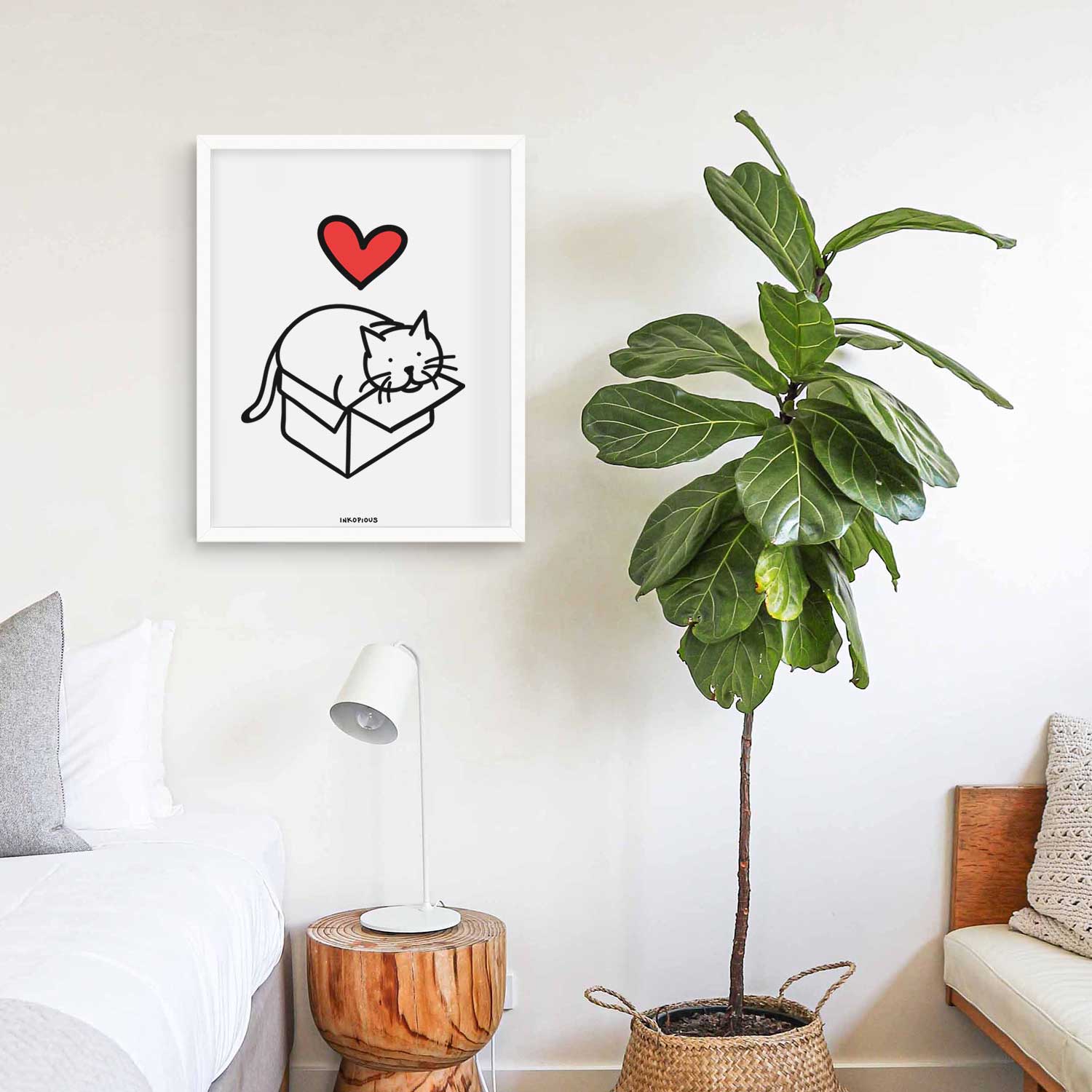 Love Always Cat in a Box - Charlie Art Print