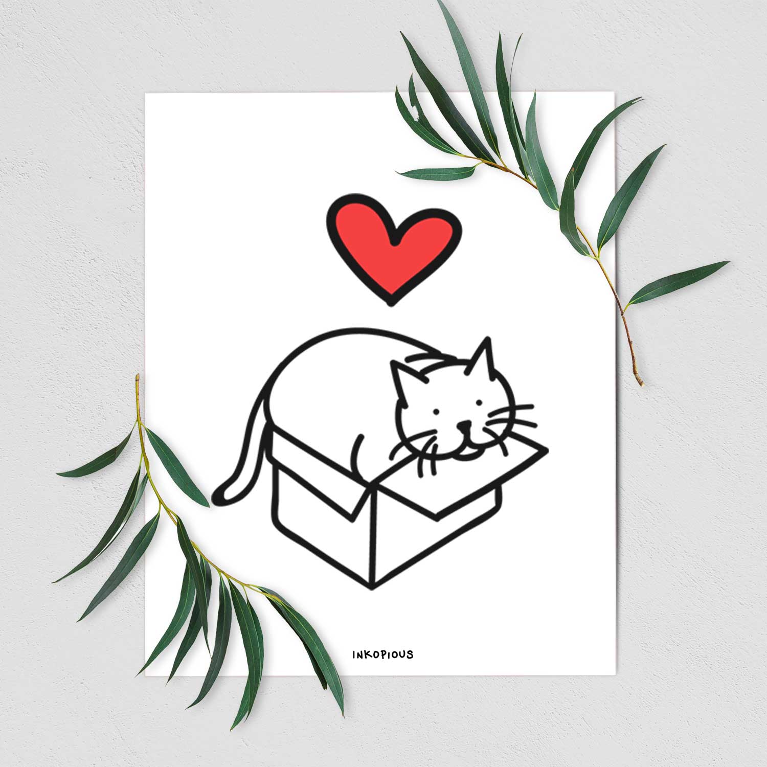 Love Always Cat in a Box - Charlie Art Print