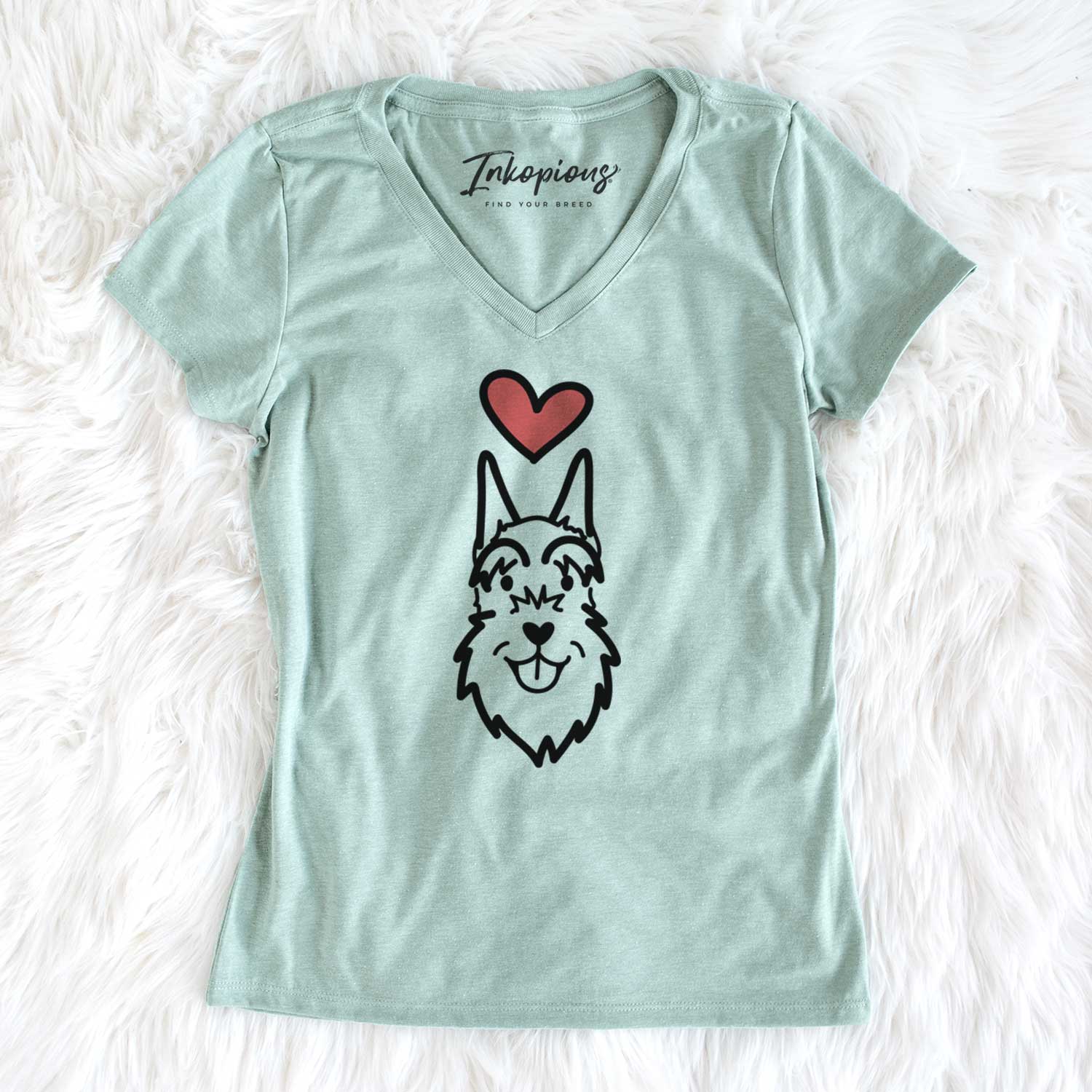Love Always Schnauzer Cropped Ears - Women's V-neck Shirt