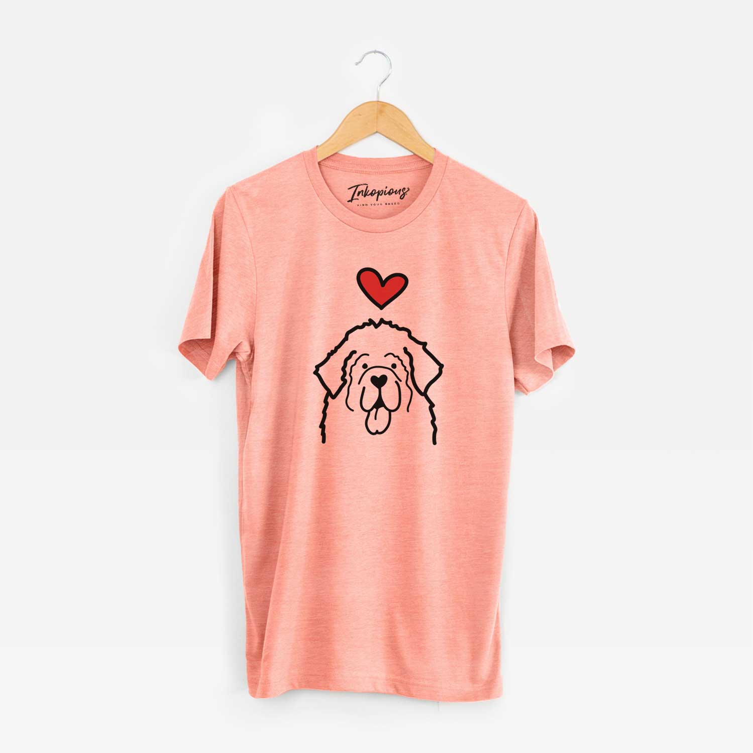 Minimalist line drawing of a Newfoundland with a red heart on a Sunset Unisex crewneck