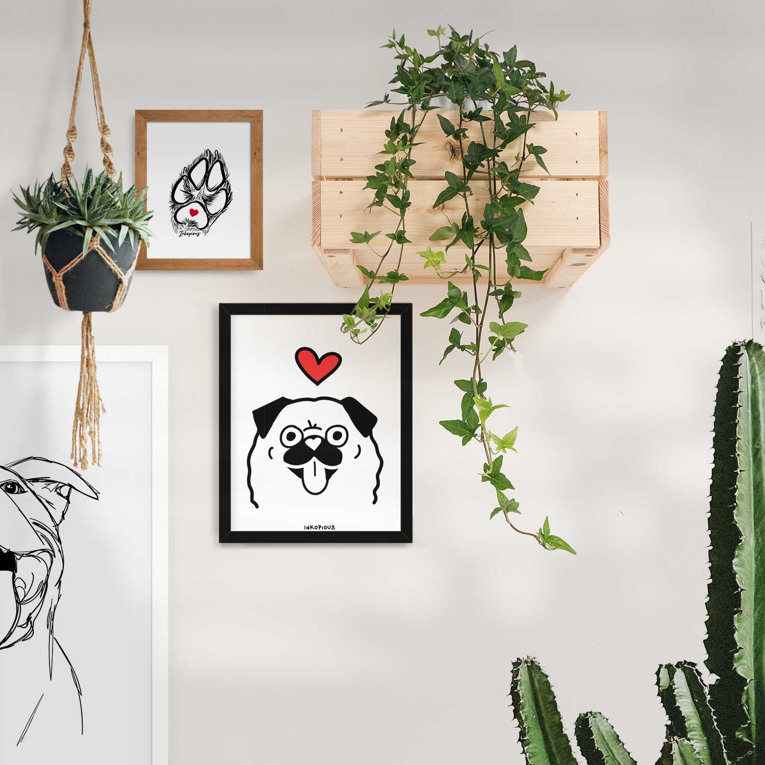 Love Always Pug Art Print