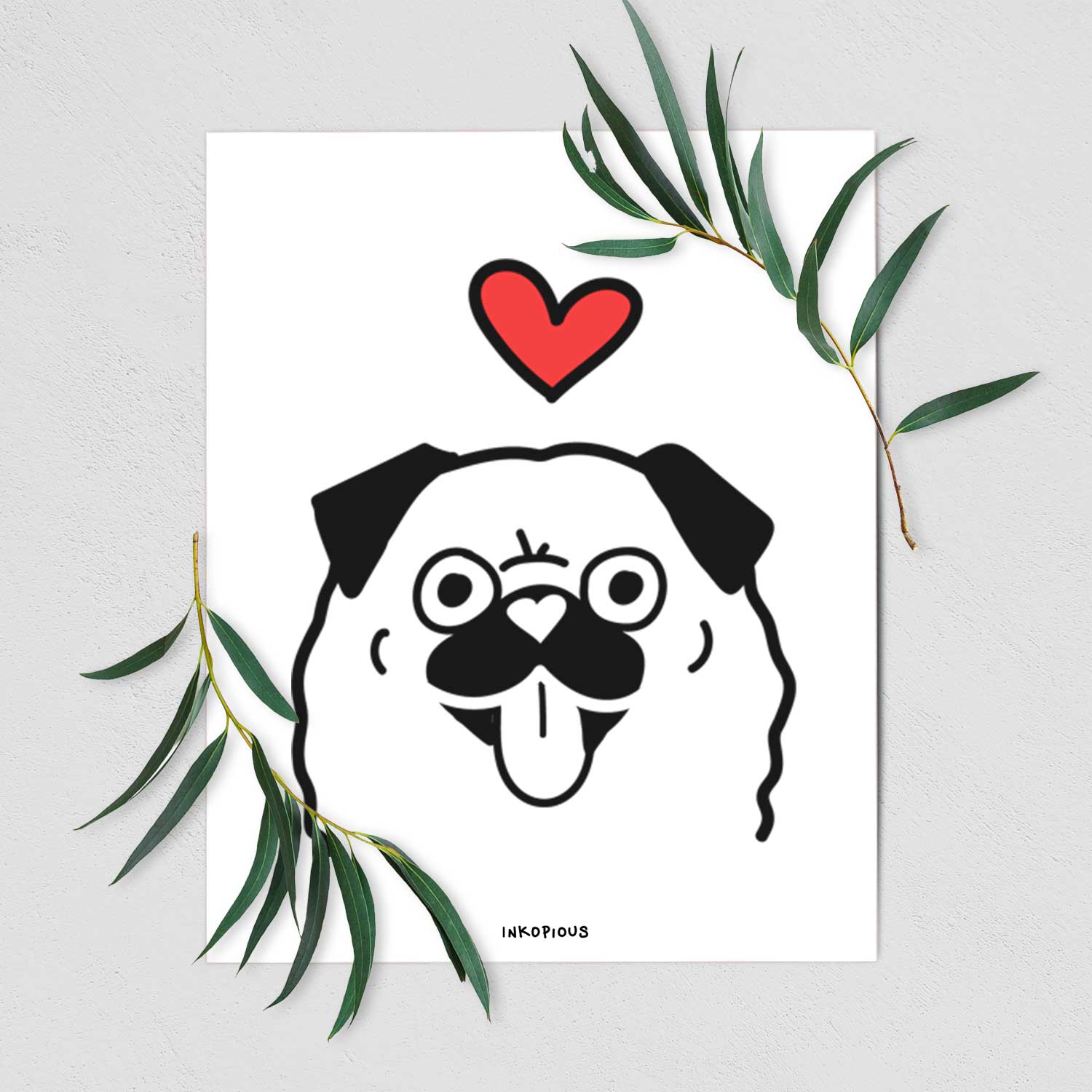 Love Always Pug Art Print