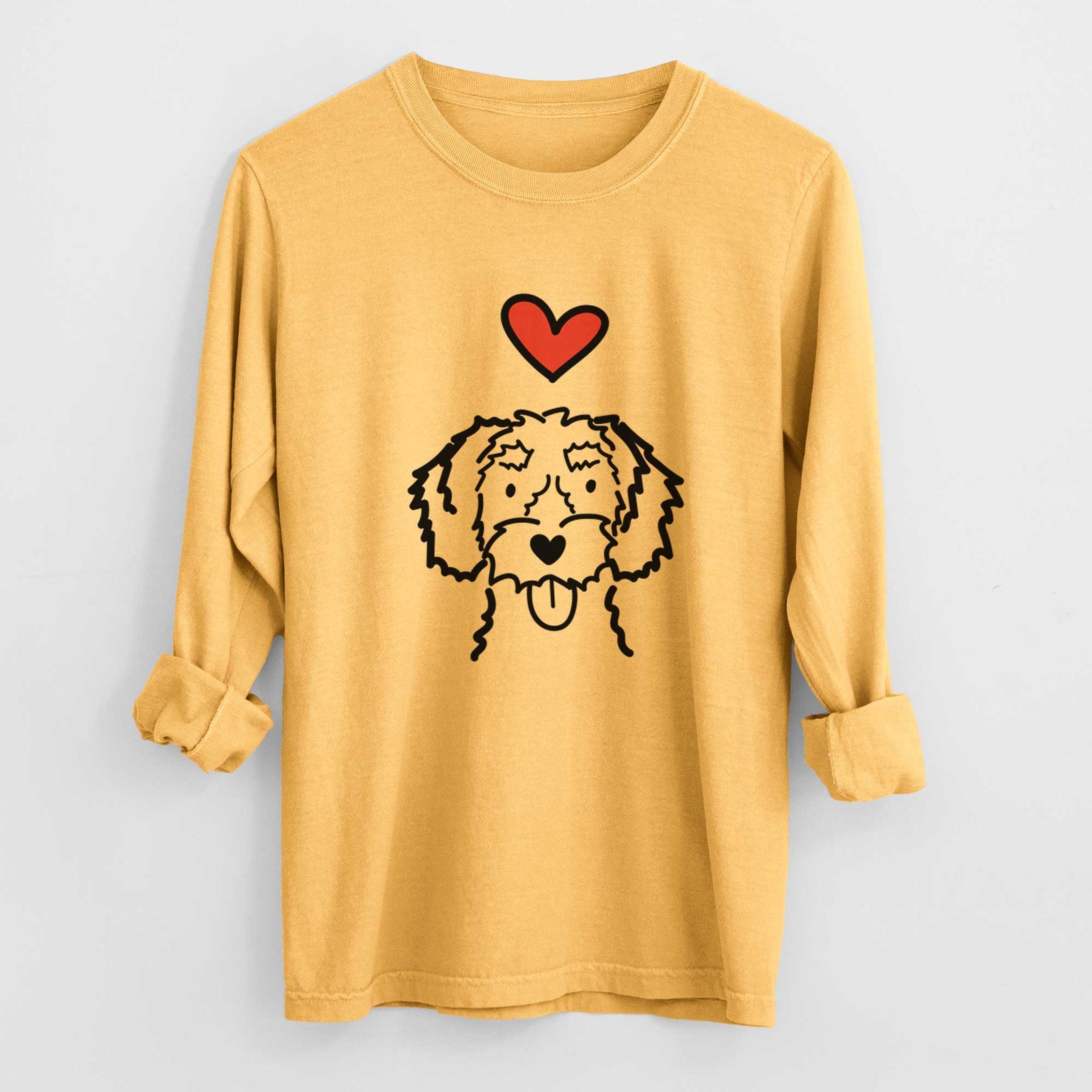 Love Always White Schnoodle - Heavyweight 100% Cotton Long Sleeve