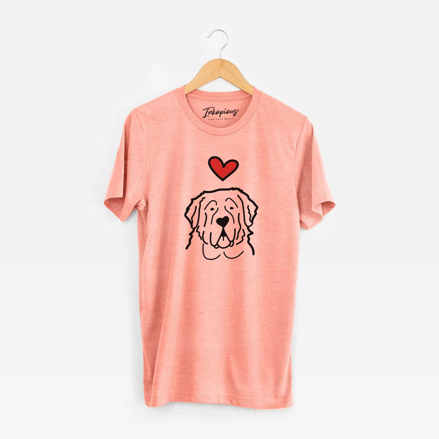 Minimalist line drawing of a Saint Bernard with a red heart on a Sunset Unisex crewneck