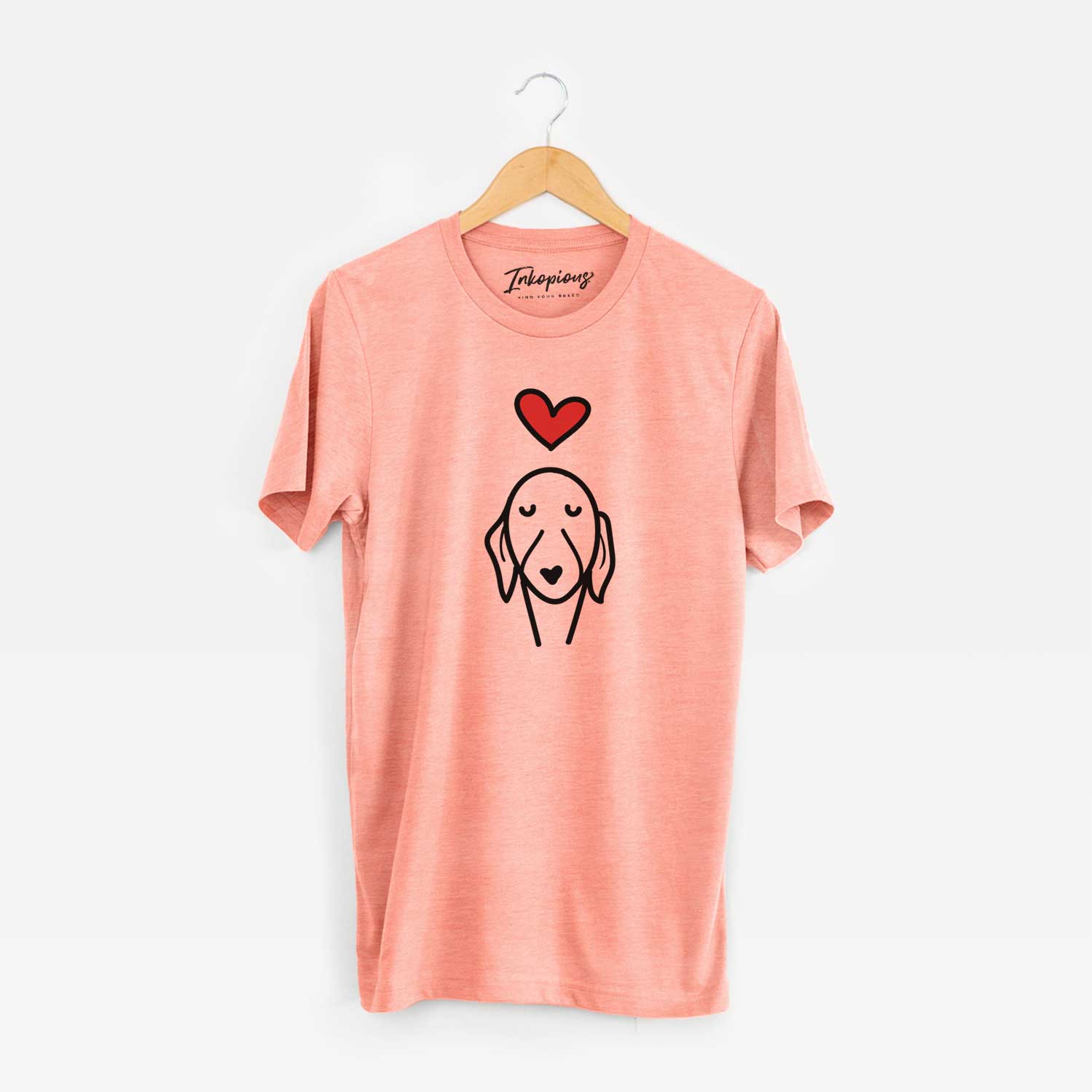 Minimalist line drawing of a Whippet with a red heart on a Sunset Unisex crewneck