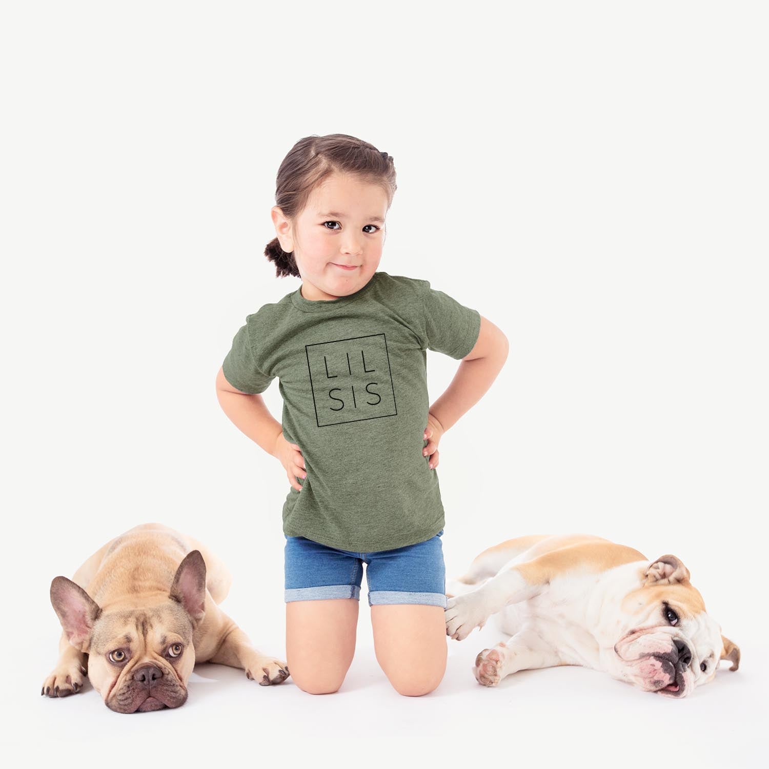 'Lil Sis Boxed' design on an All Kids kids' shirt