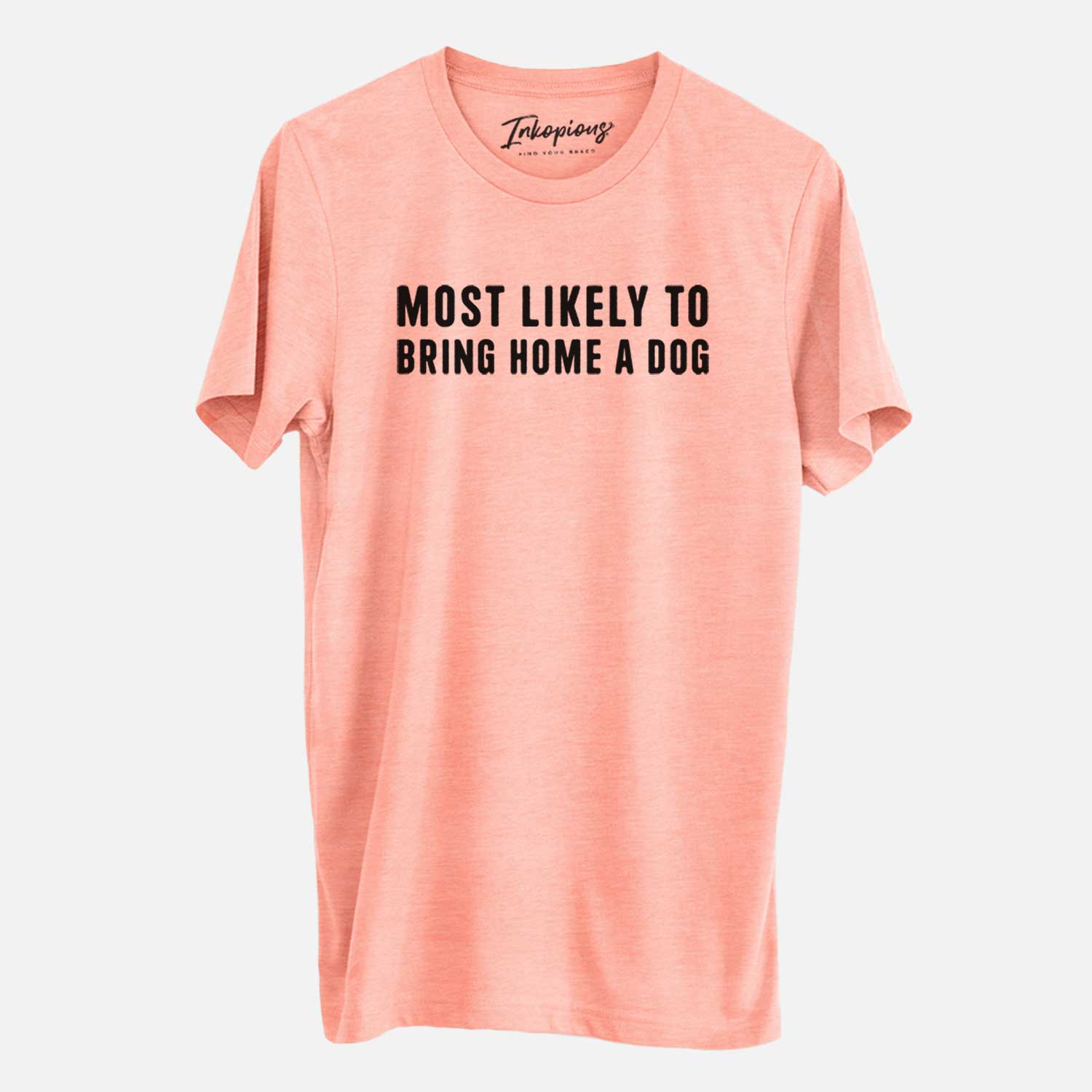 'Most Likely To Bring Home a Dog Text Only' design on a Sunset Unisex crewneck