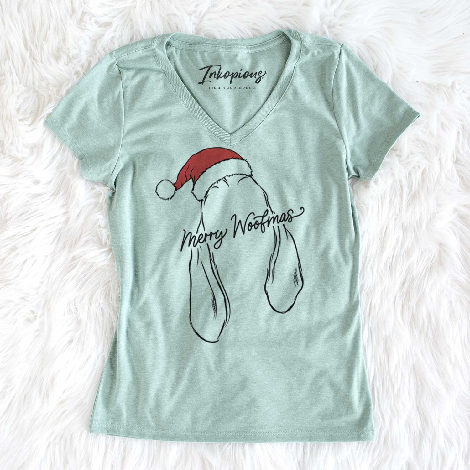 Merry Woofmas - Bloodhound - Women's V-neck Shirt