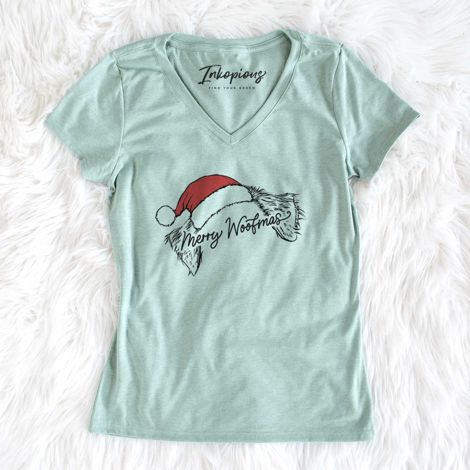 Merry Woofmas - Australian Shepherd - Women's V-neck Shirt