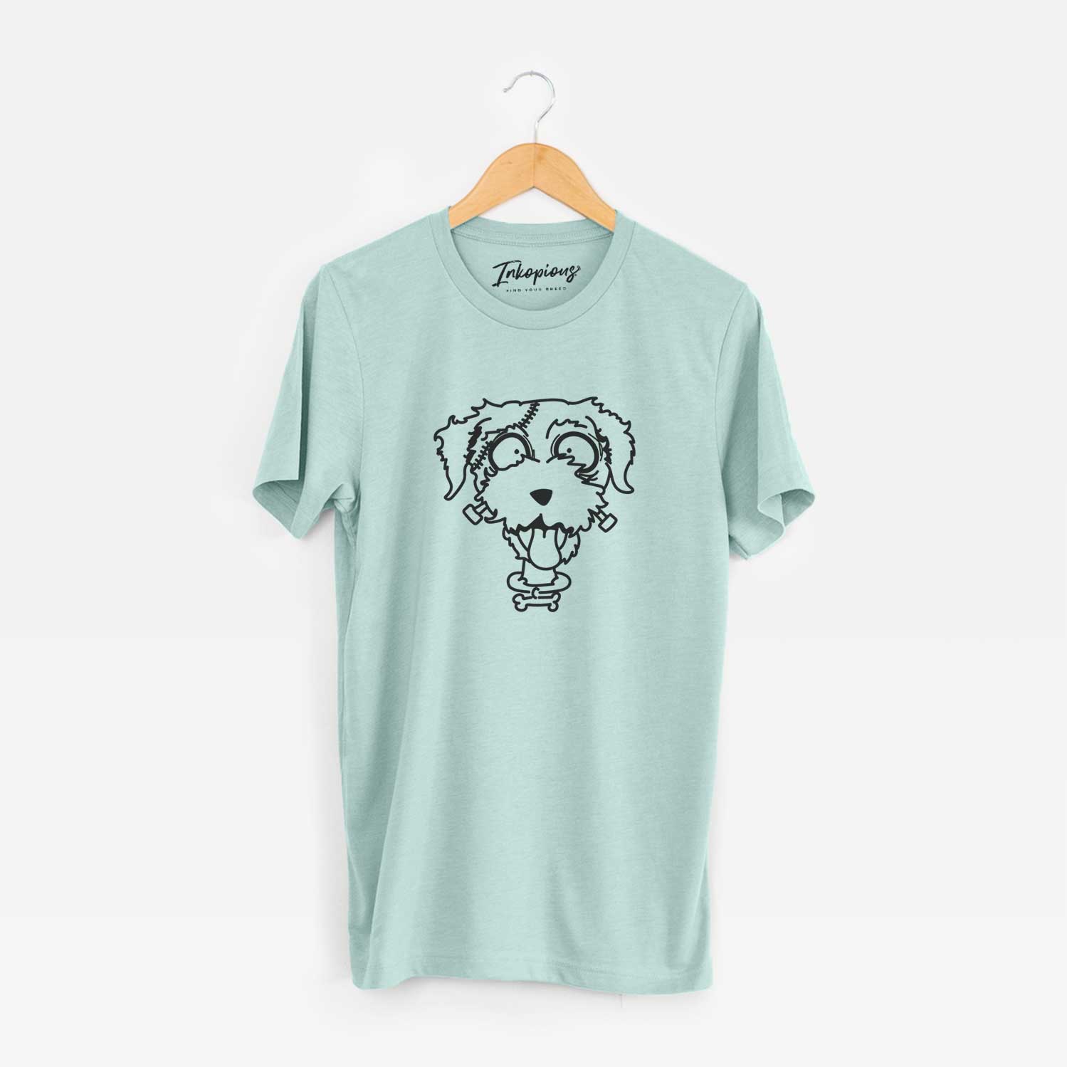 Minimalist line drawing of Border Terrier - Nightmare Collection on a Heather Sage Unisex crewneck