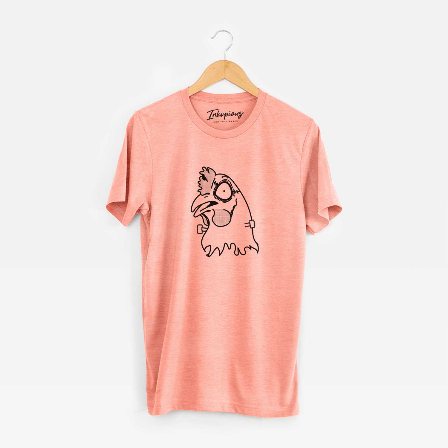 Minimalist line drawing of Chicken - Nightmare Collection on a Sunset Unisex crewneck