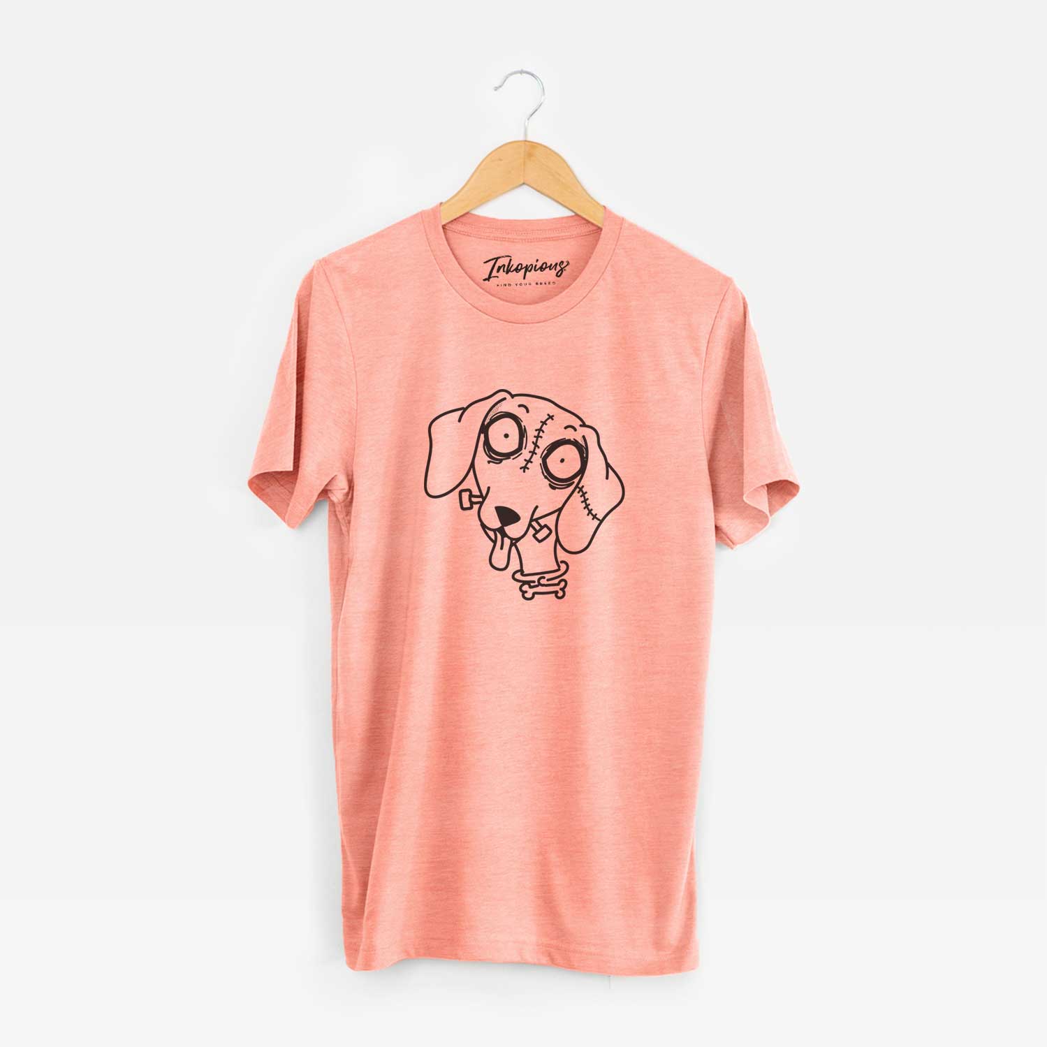 Minimalist line drawing of Dachshund - Nightmare Collection on a Sunset Unisex crewneck