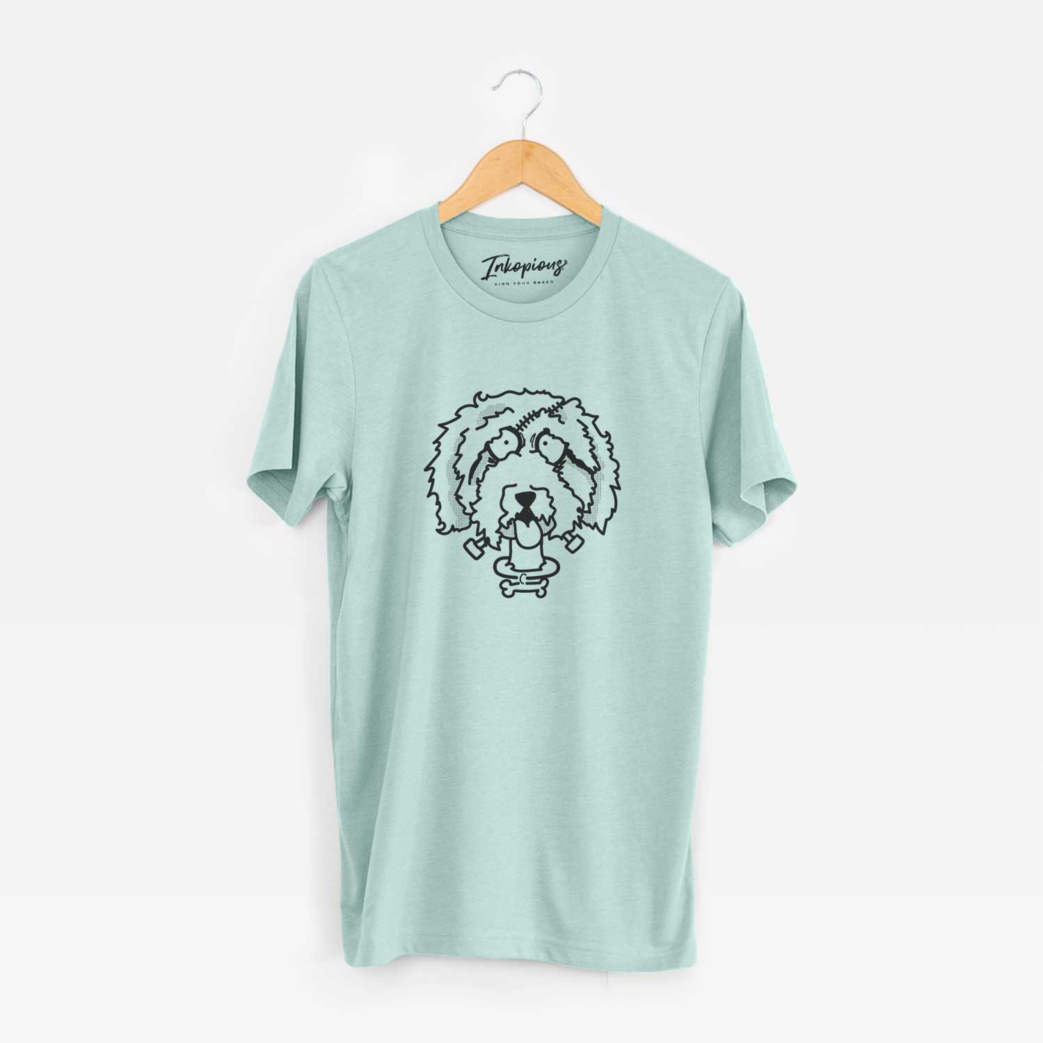 Minimalist line drawing of Doodle - Nightmare Collection on a Heather Sage Unisex crewneck