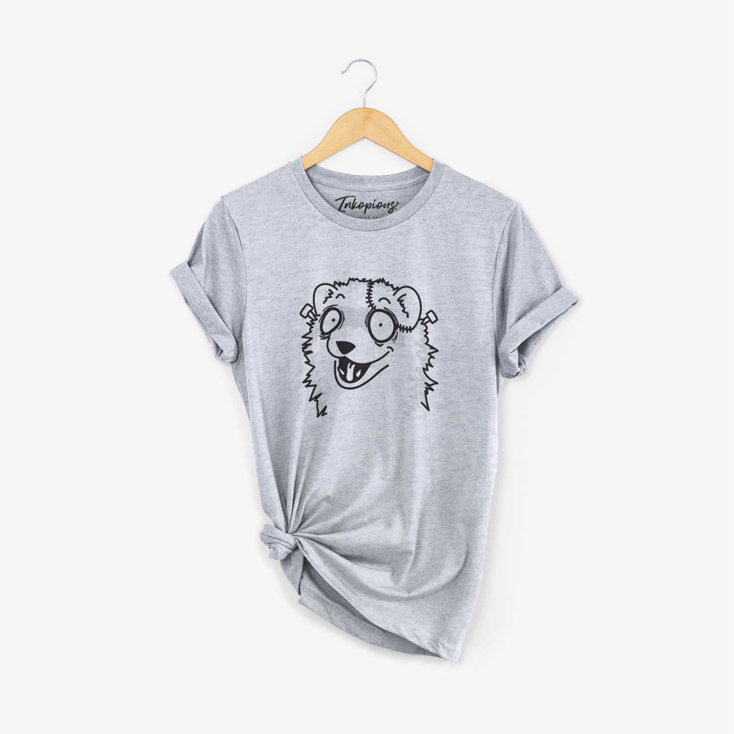 Minimalist line drawing of Ferret - Nightmare Collection on a Grey Unisex crewneck