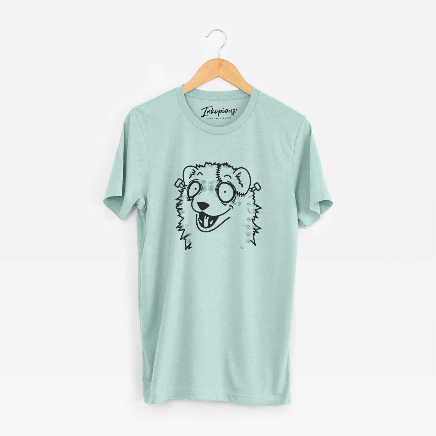 Minimalist line drawing of Ferret - Nightmare Collection on a Heather Sage Unisex crewneck