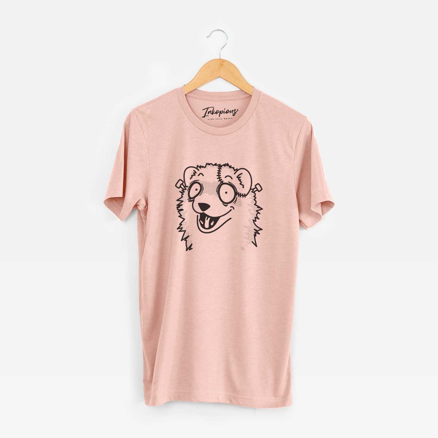 Minimalist line drawing of Ferret - Nightmare Collection on a Peach Unisex crewneck