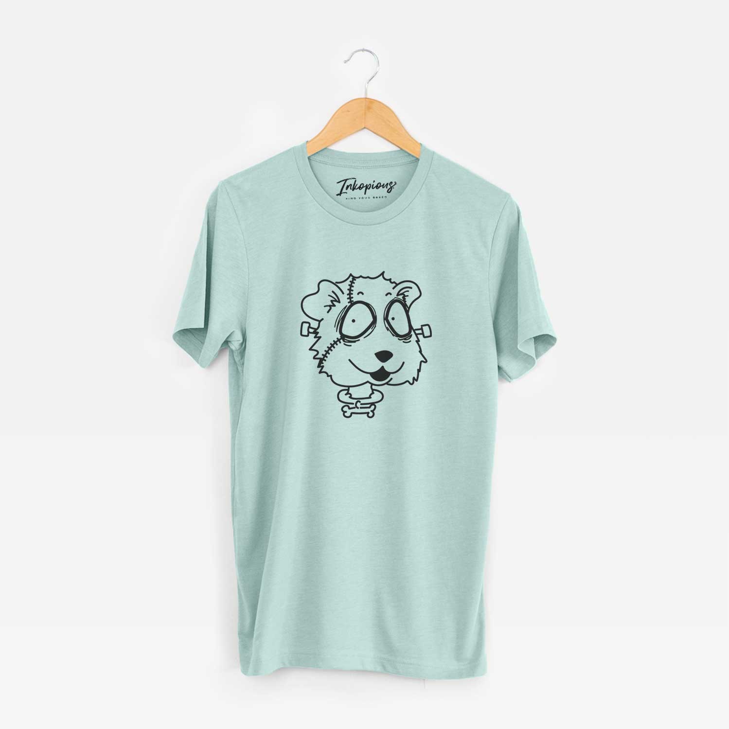 Minimalist line drawing of Guinea Pig - Nightmare Collection on a Heather Sage Unisex crewneck