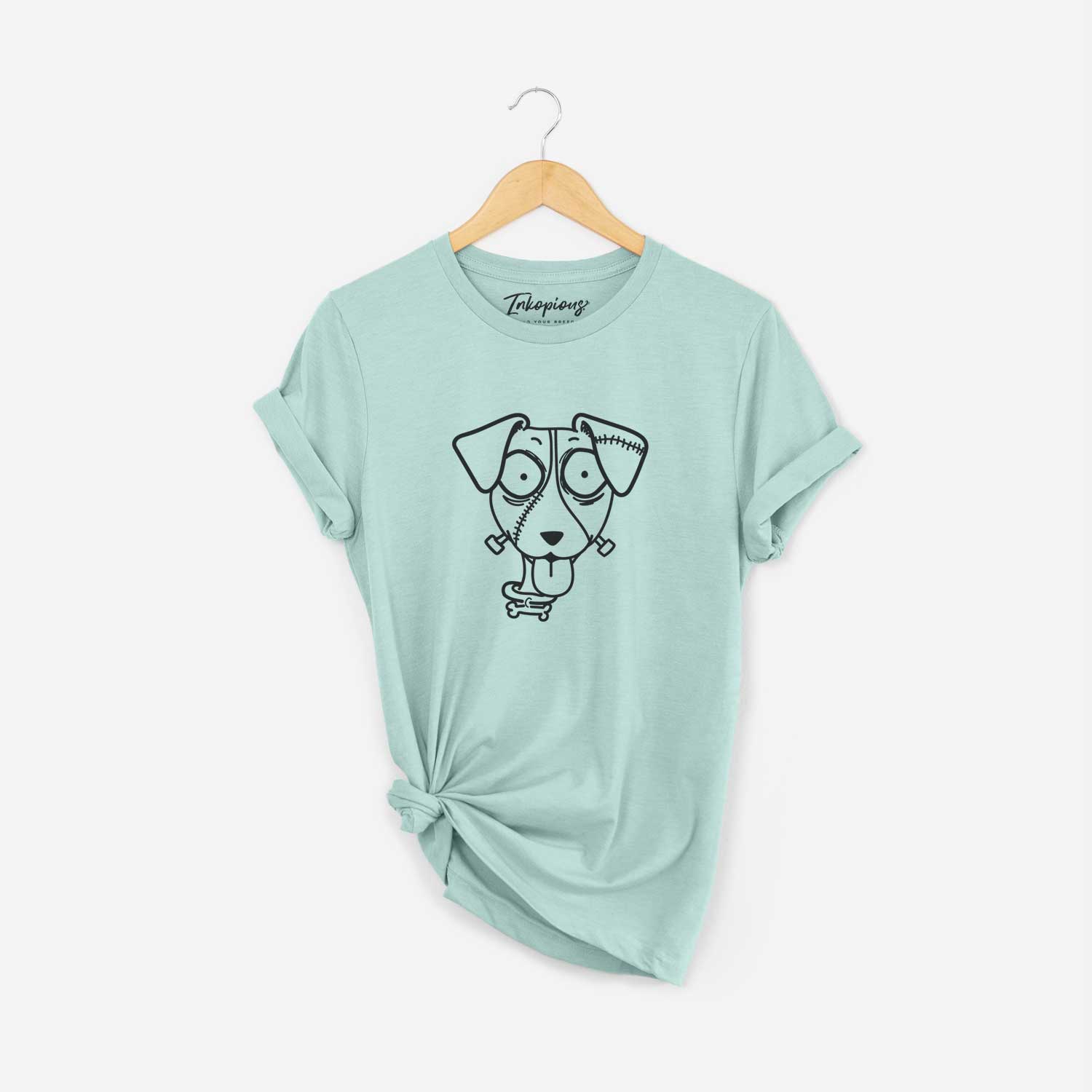 Minimalist line drawing of Jack Russell Terrier - Nightmare Collection on a Heather Sage Unisex crewneck