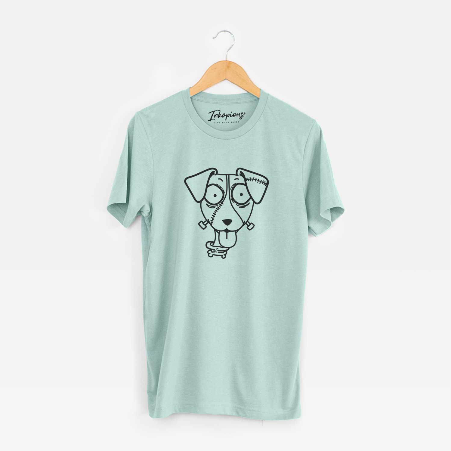 Minimalist line drawing of Jack Russell Terrier - Nightmare Collection on a Heather Sage Unisex crewneck