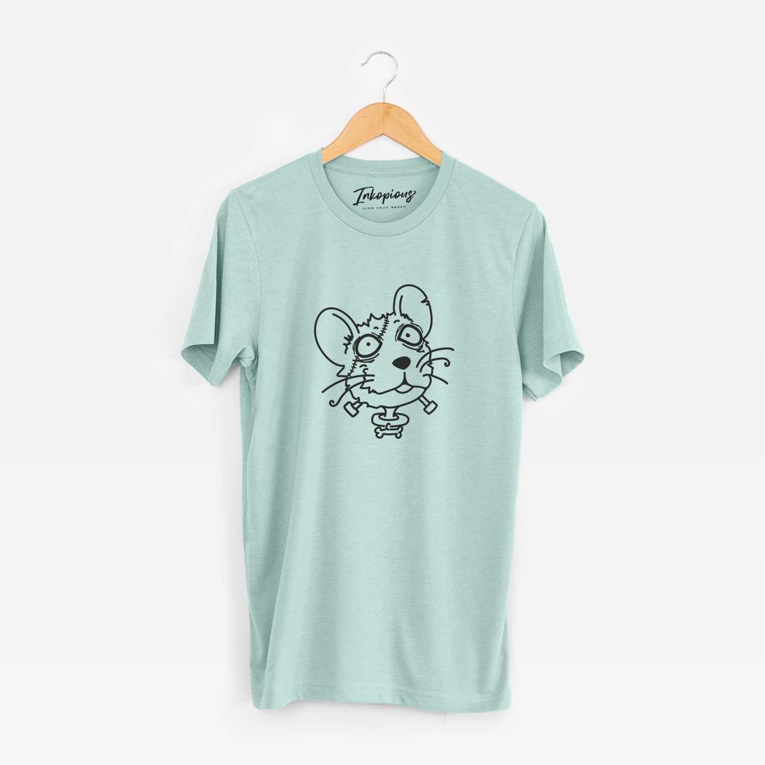 Minimalist line drawing of Rat - Nightmare Collection on a Heather Sage Unisex crewneck