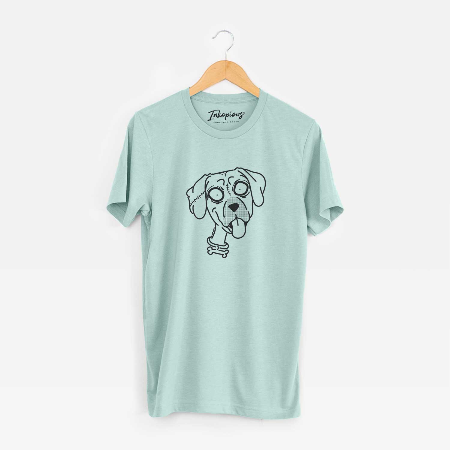 Minimalist line drawing of Rhodesian Ridgeback - Nightmare Collection on a Heather Sage Unisex crewneck