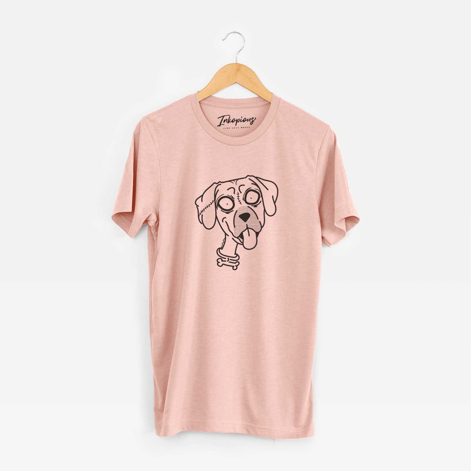 Minimalist line drawing of Rhodesian Ridgeback - Nightmare Collection on a Peach Unisex crewneck