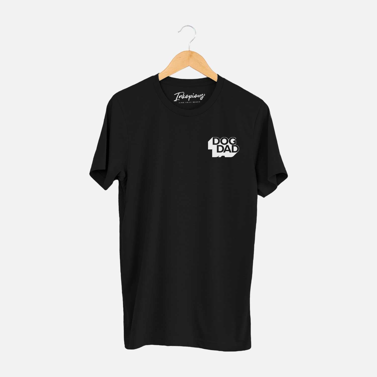 Small chest-pocket hand-drawn sketch of Dog Dad - Blockscape Collection on a Black Unisex crewneck