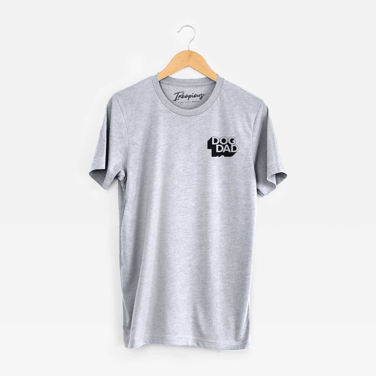 Small chest-pocket hand-drawn sketch of Dog Dad - Blockscape Collection on a Grey Unisex crewneck