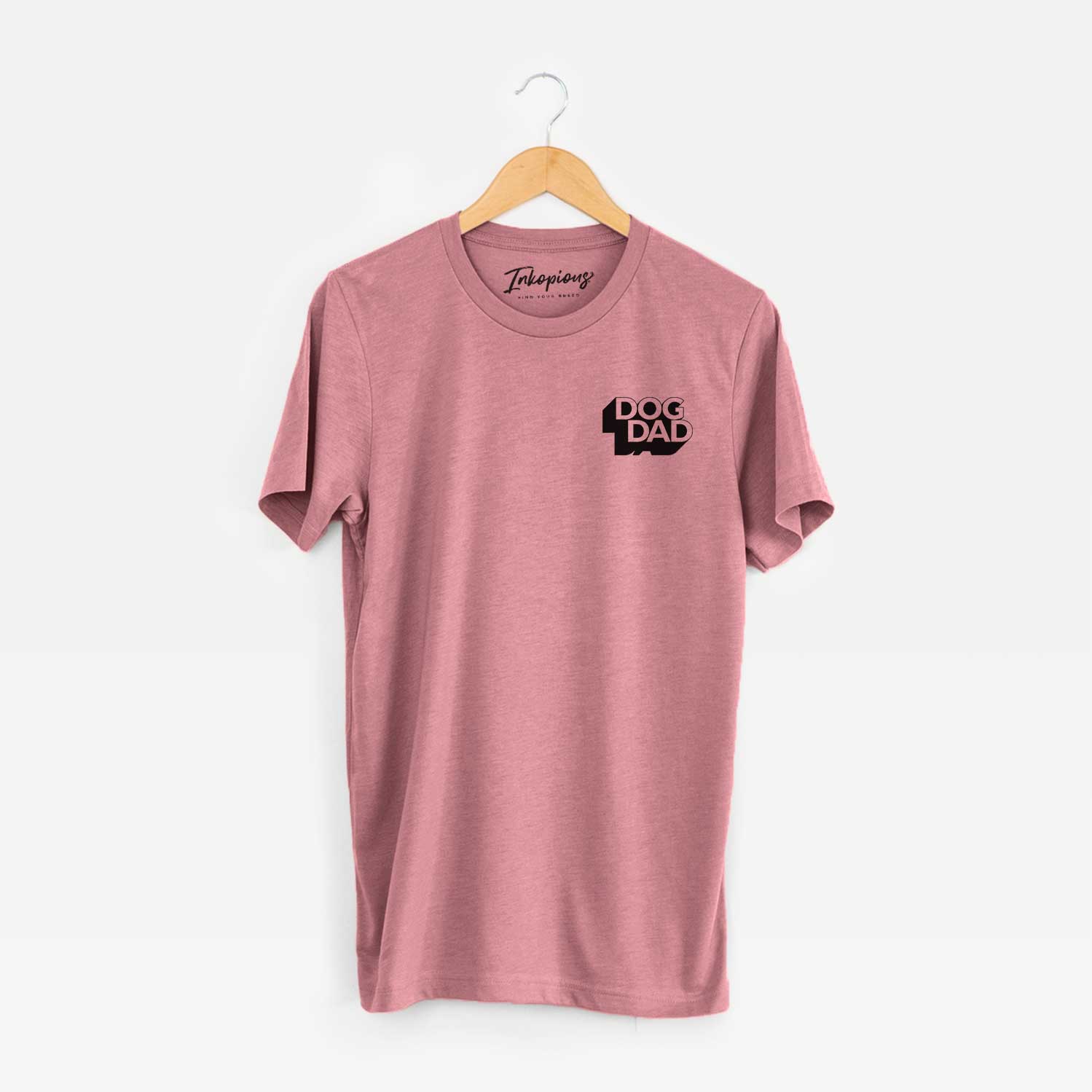 Small chest-pocket hand-drawn sketch of Dog Dad - Blockscape Collection on a Mauve Unisex crewneck