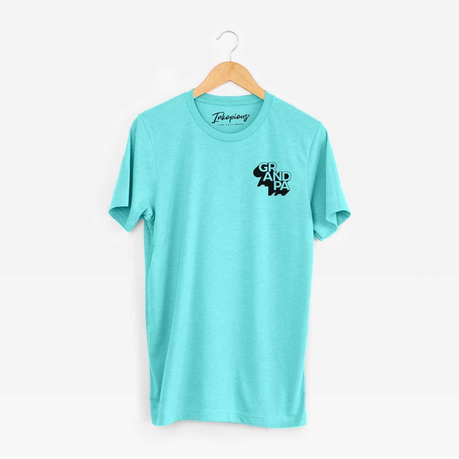 Small chest-pocket hand-drawn sketch of Grandpa - Blockscape Collection on a Sea Green Unisex crewneck