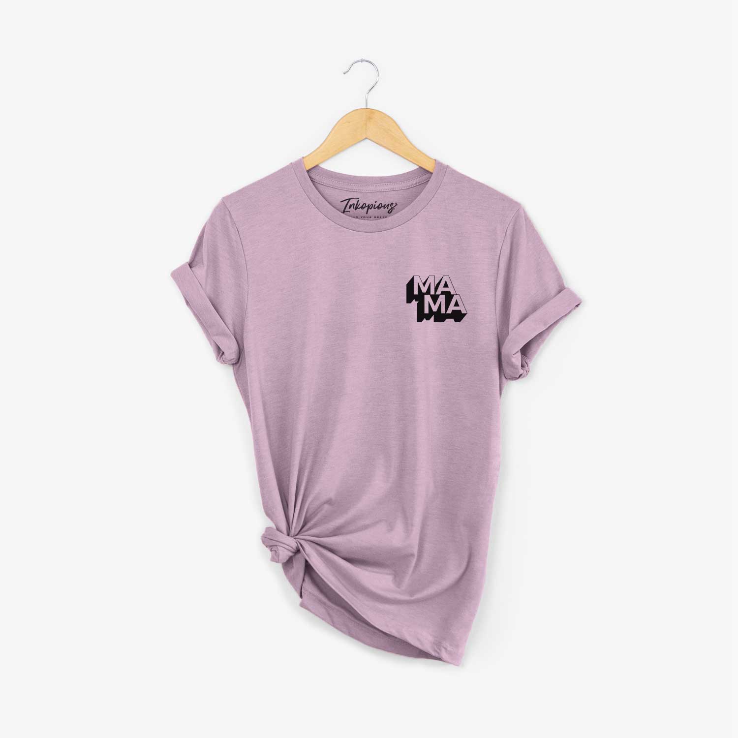 Small chest-pocket hand-drawn sketch of Mama - Blockscape Collection on an Orchid Unisex crewneck