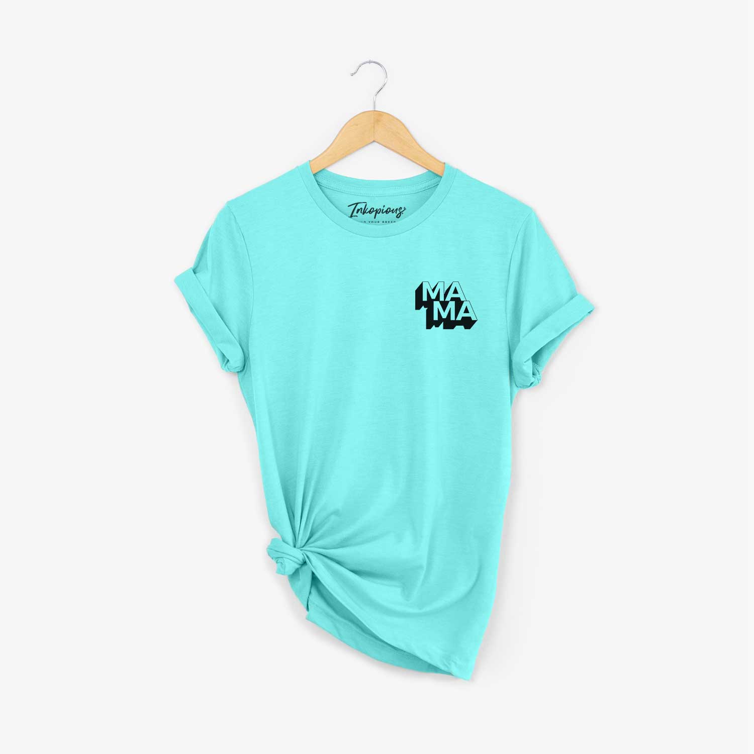 Small chest-pocket hand-drawn sketch of Mama - Blockscape Collection on a Sea Green Unisex crewneck