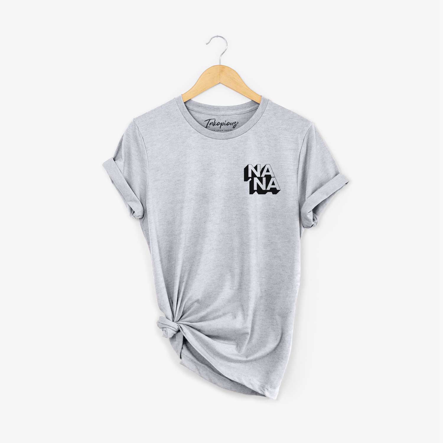 Small chest-pocket hand-drawn sketch of Nana - Blockscape Collection on a Grey Unisex crewneck