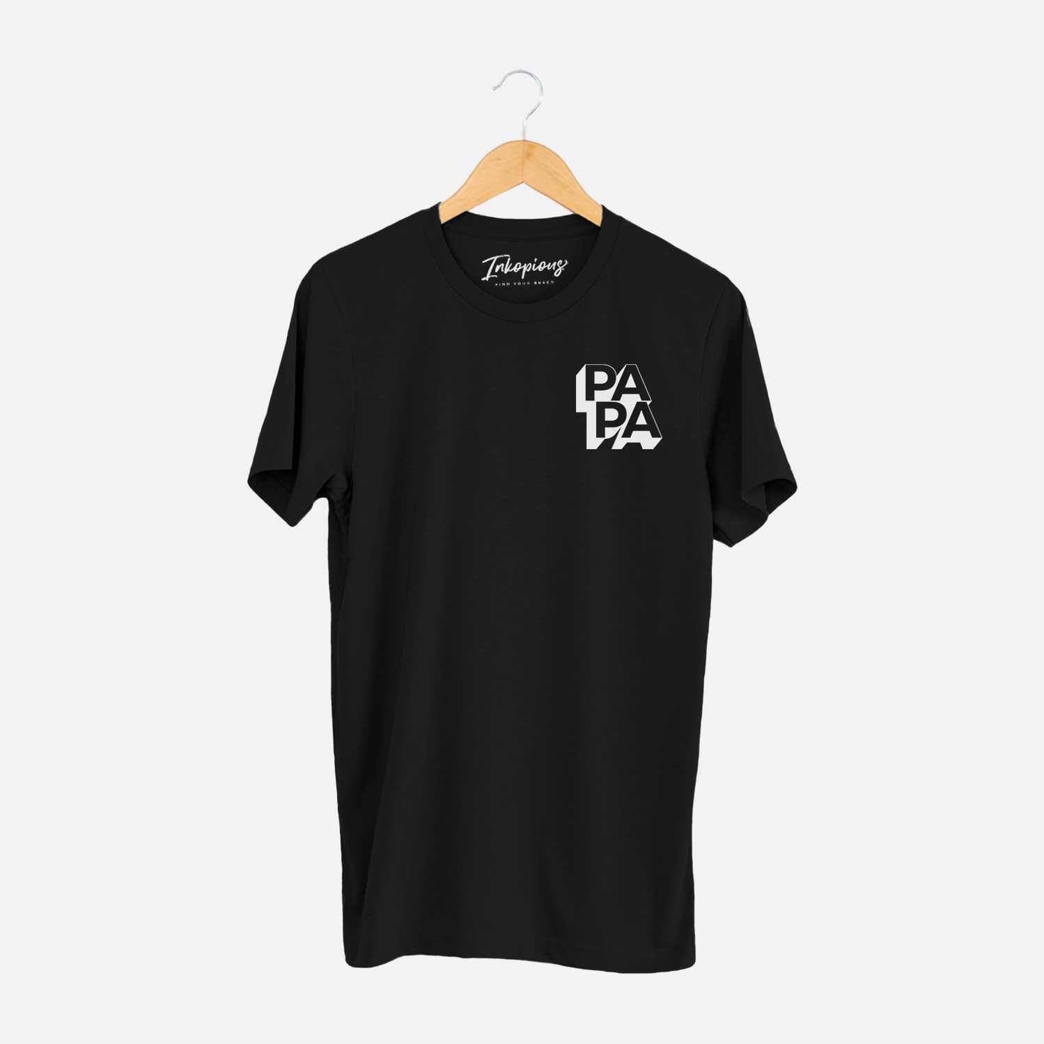 Small chest-pocket hand-drawn sketch of Papa - Blockscape Collection on a Black Unisex crewneck