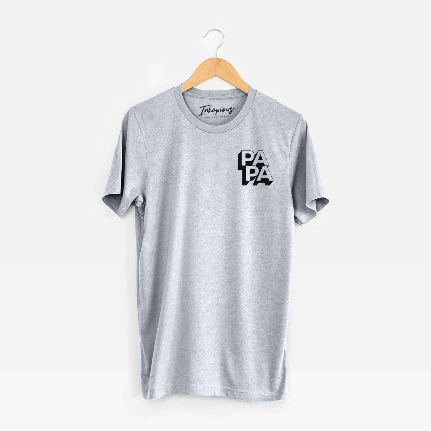 Small chest-pocket hand-drawn sketch of Papa - Blockscape Collection on a Grey Unisex crewneck