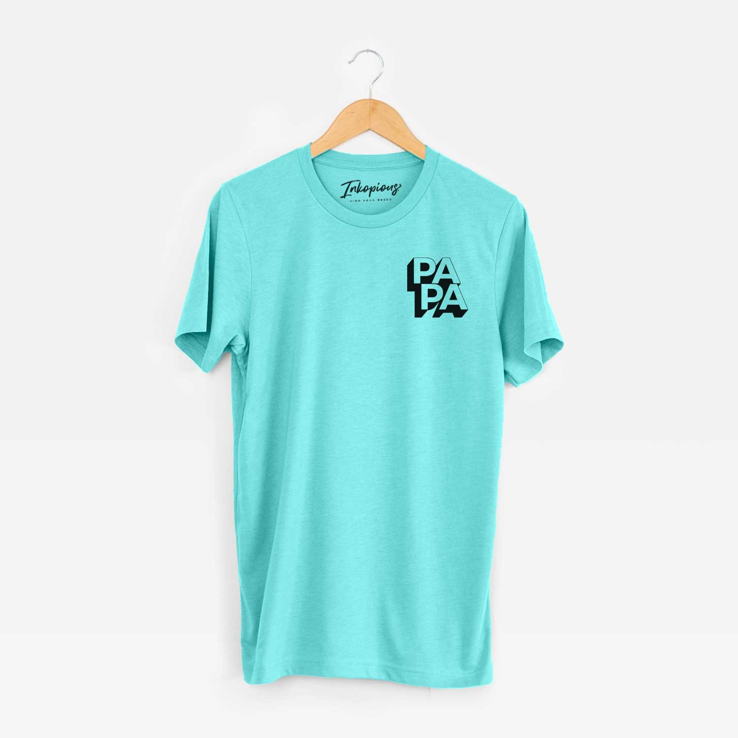 Small chest-pocket hand-drawn sketch of Papa - Blockscape Collection on a Sea Green Unisex crewneck